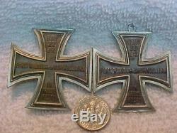 German WWII, WWI, PRE WAR RARE Bavarian Army 1st & 2nd Class Cross Set, Silver