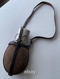 German Ww2 1 Liter Army Medic's Canteen 1941 With Cup & Strap, Original