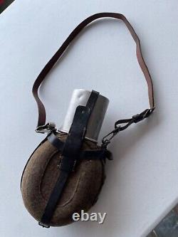 German Ww2 1 Liter Army Medic's Canteen 1941 With Cup & Strap, Original