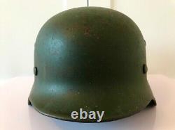 German Wwii Army M35 Dark Apple Green Combat (heer) Helmet