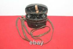 German Wwii Training Binoculars Goerz & Original Leather Case Used In The Army