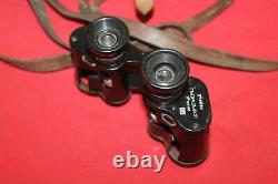 German Wwii Training Binoculars Goerz & Original Leather Case Used In The Army