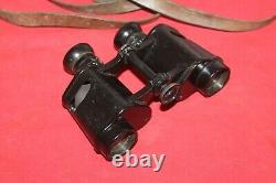 German Wwii Training Binoculars Goerz & Original Leather Case Used In The Army