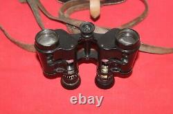 German Wwii Training Binoculars Goerz & Original Leather Case Used In The Army