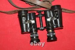 German Wwii Training Binoculars Goerz & Original Leather Case Used In The Army