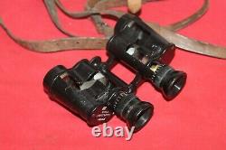 German Wwii Training Binoculars Goerz & Original Leather Case Used In The Army