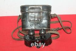 German Wwii Training Binoculars Goerz & Original Leather Case Used In The Army