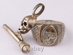 German army Ring WW2 Tank signet WWII Skull pendant Panzerfaust Anti-tank grenad