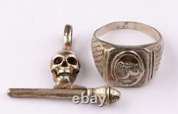 German army Ring WW2 Tank signet WWII Skull pendant Panzerfaust Anti-tank grenad