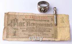 German ring WWII Banknote 1 Rentenmark 1937 Berlin WW2 Pendant Army Wehrmacht