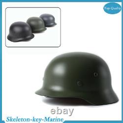 Green WW2 German Elite WH Army M35 M1935 Steel Helmet Stahlhelm Retro Perfect