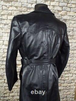 LEBESTO 1940's German Leather Coat M Vintage Motorycle Military Overcoat WW2