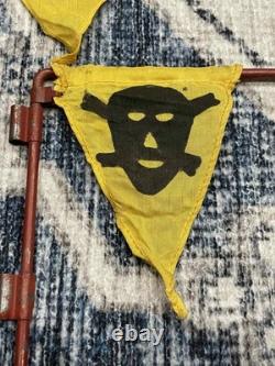 LOT x3 WW2 WWII German Military Army Gas / Mine Warning Flags with Poles ORIGINAL