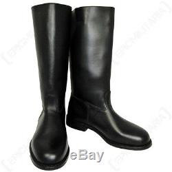 Leather Jack Boots (with heelplate) WW2 German Army Post War Black All Sizes