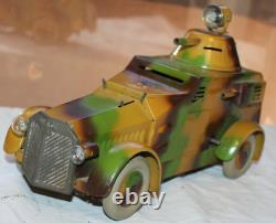 Lineol Wwii German Army Daimler Mercedes Armored Scout Car 1936 Tin Windup Toy