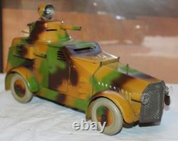 Lineol Wwii German Army Daimler Mercedes Armored Scout Car 1936 Tin Windup Toy