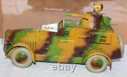 Lineol Wwii German Army Daimler Mercedes Armored Scout Car 1936 Tin Windup Toy