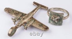 Luftwaffe WW2 German pilot ring WWII Twin-engine bomber pendant Germany Army set
