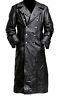 Mens German Classic Trench Coat Ww2 Military Officer Uniform Black Leather Coat