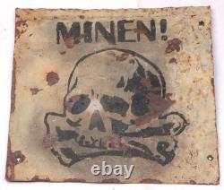 Minen Mines German WW2 Sign war period WWII Germany Army bones Battlefield road