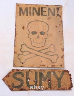 Minen Mines German WW2 Sign war period WWII Germany bones Battlefield road Army