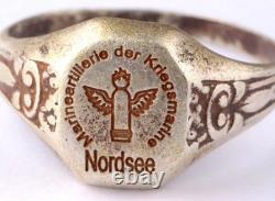 Naval artillery Nordsee 835 silver WW2 German ring WWII North Sea Germany Army W