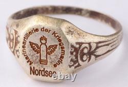 Naval artillery Nordsee 835 silver WW2 German ring WWII North Sea Germany Army W