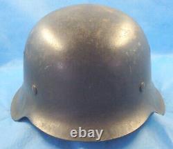 ORIGINAL WW2 M42 GERMAN ARMY ISSUE HELMET With LINER & TRACES OF DECAL