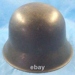 ORIGINAL WW2 M42 GERMAN ARMY ISSUE HELMET With LINER & TRACES OF DECAL