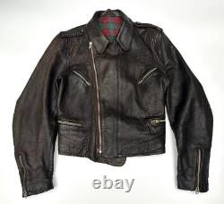 Original 30-40's WWII German Leather Motorcycle Jacket Brown DRP Zipp