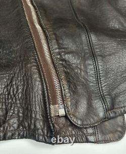 Original 30-40's WWII German Leather Motorcycle Jacket Brown DRP Zipp