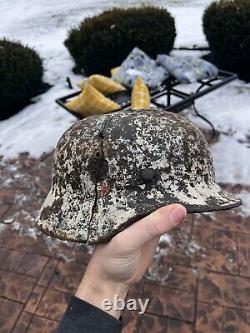 Original German WW2 M35 Army Winter Camo Relic Helmet Shell