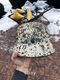 Original German WW2 M35 Army Winter Camo Relic Helmet Shell