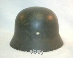 Original German WWII Army Heer M40 Named Single Eagle Decal Helmet Q64 M4746