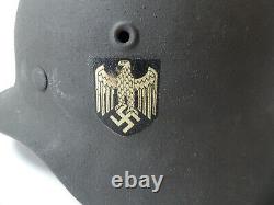 Original German WWII M40 ET68 Single Decal Army Heer Helmet with Chinstrap