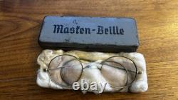 Original German Wwii Ww2 Army Wermacht Soldier John Lennon Eyeglasses Metal Case