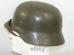Original Untouched German Helmet M35 Overpaint Aluminum liner Germany WW2 Army