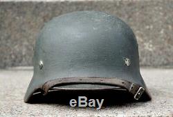 Original Untouched german helmet M35 overpaint alum liner WW2 army