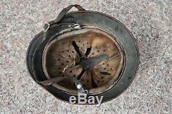Original Untouched german helmet M35 overpaint alum liner WW2 army