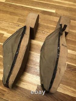 Original WW 2 German POW KZ Camp Made Wooden Shoes, Soldier, Military Army