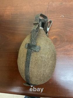 Original WW2 Aluminum German Army Military Canteen With WWII Felt Cover & Straps
