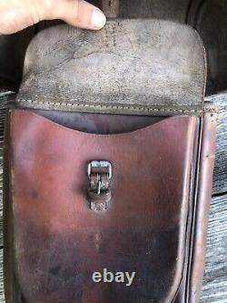 Original WW2 GERMAN SADDLE BAG Cavalry Leather Army PEBBLED LEATHER