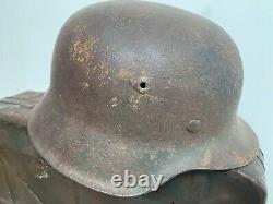 Original WW2 German Army Barn Find M42 German Helmet & Liner Size 66