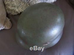 Original WW2 German Army Double decal m35 Helmet battle damage Normandy find