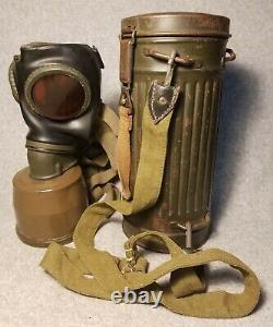 Original WW2 German Army Gas Mask and Can