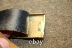 Original WW2 German Army Officer's Black Leather Trouser Belt withPebbled Buckle