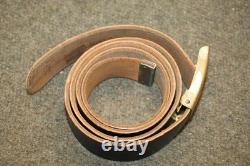 Original WW2 German Army Officer's Black Leather Trouser Belt withPebbled Buckle