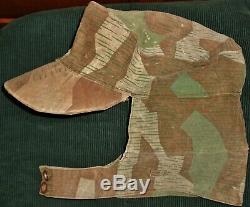 Original WW2 German Army Splinter Camo Elite Uniform Cap Hat Vintage Antique