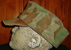 Original WW2 German Army Splinter Camo Elite Uniform Cap Hat Vintage Antique