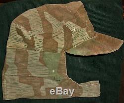 Original WW2 German Army Splinter Camo Elite Uniform Cap Hat Vintage Antique